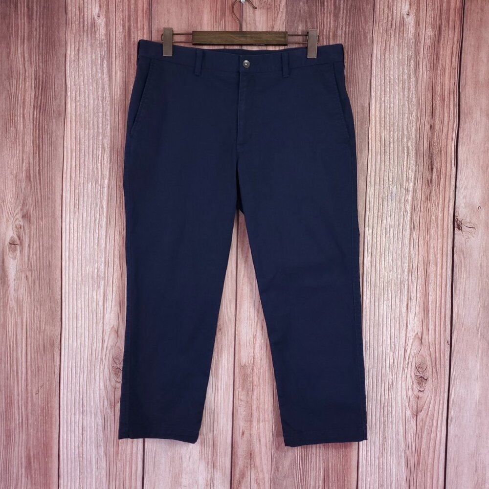 Uniqlo Mens Size 35X24.25 Slim Fit Cropped Ankle Chino Pants Navy Blue